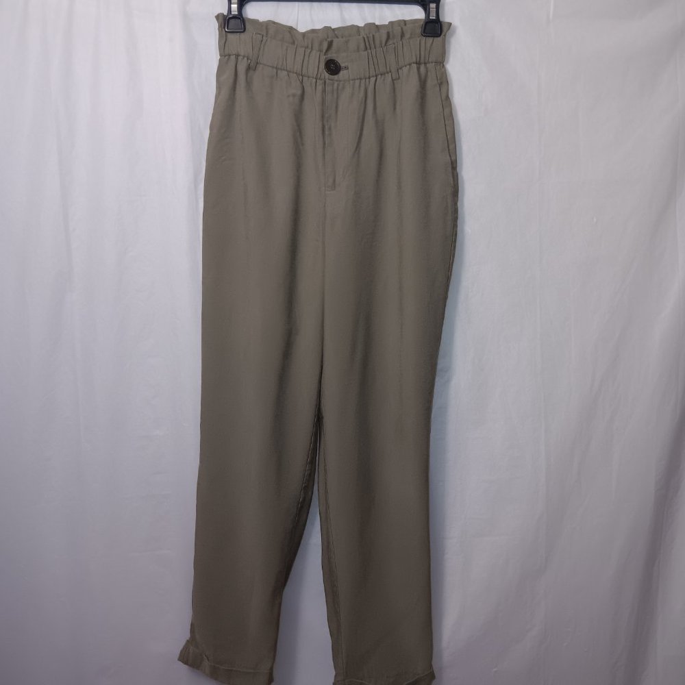 ZARA WOMAN RUFFLED ELASTIC WAISTLINE PANTS